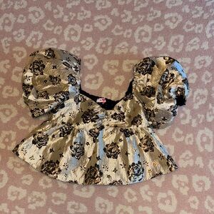 Buddy Love Black and Gold Floral Top